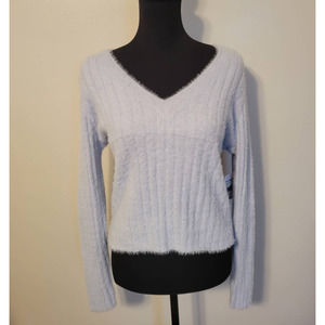 Major Label Group Junior Fuzzy Crop Long Sleeve Sweater